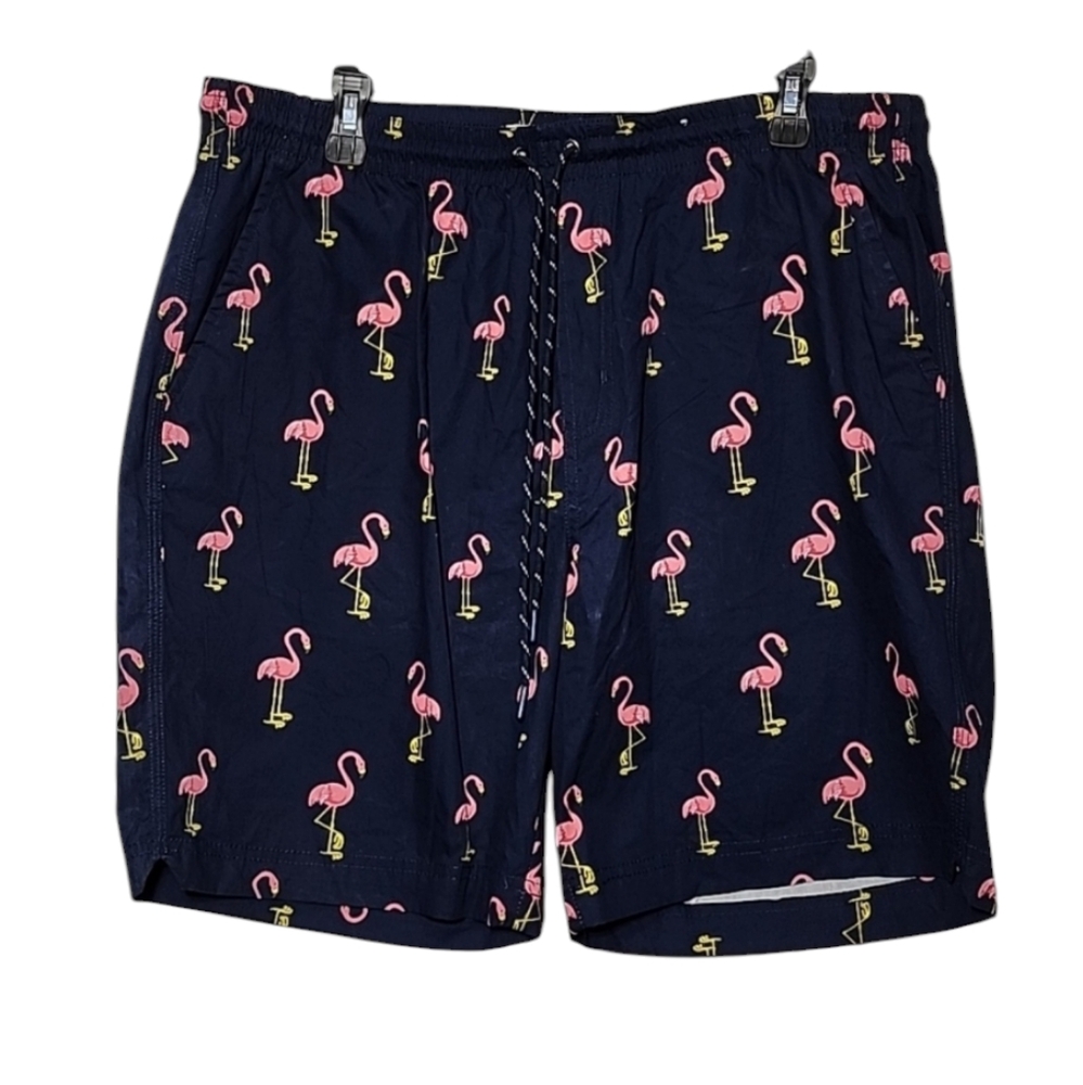 Huntingtons 1984 Beach Club Pink‎ Flamingo Print Board Shorts Size Xl